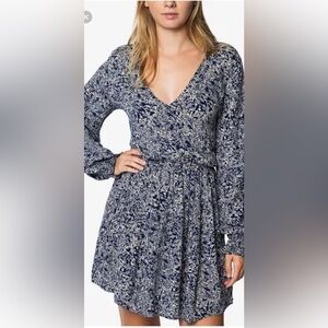 O'Neill Navy and Cream Long Sleeve Dress